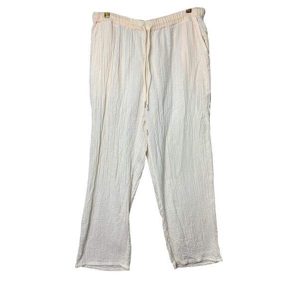 Quince Organic Cotton Gauze Pants Vanilla Cream Sustainable Comfort Loungewear - Picture 2 of 8